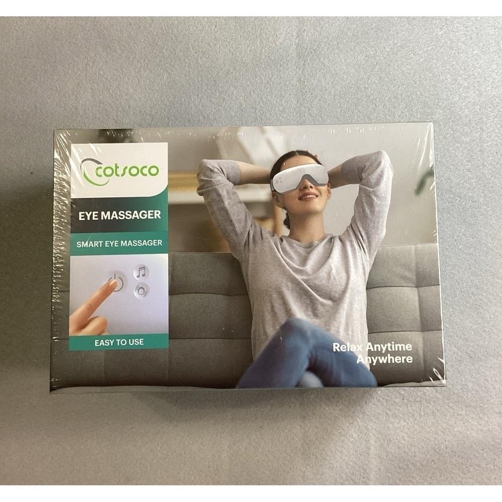 NEW Cotsoco Smart Eye Massager with Heat Music Remote M880-Plus White Sealed